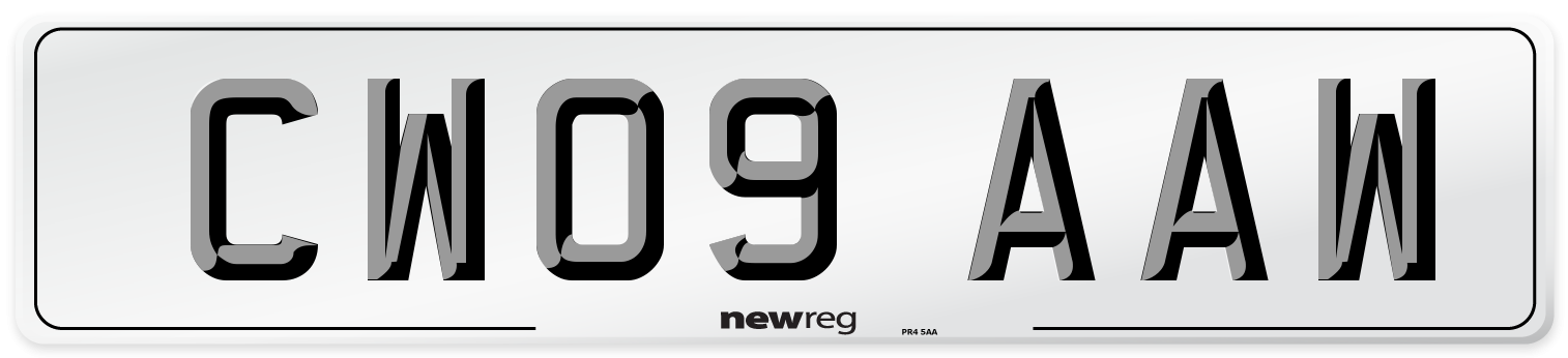 CW09 AAW Number Plate from New Reg
